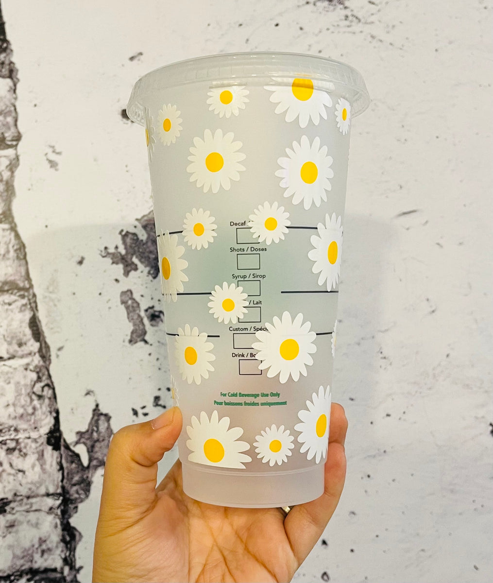 Starbucks Large Daisy Cold Cup With Straw or Hot Cup With Lid