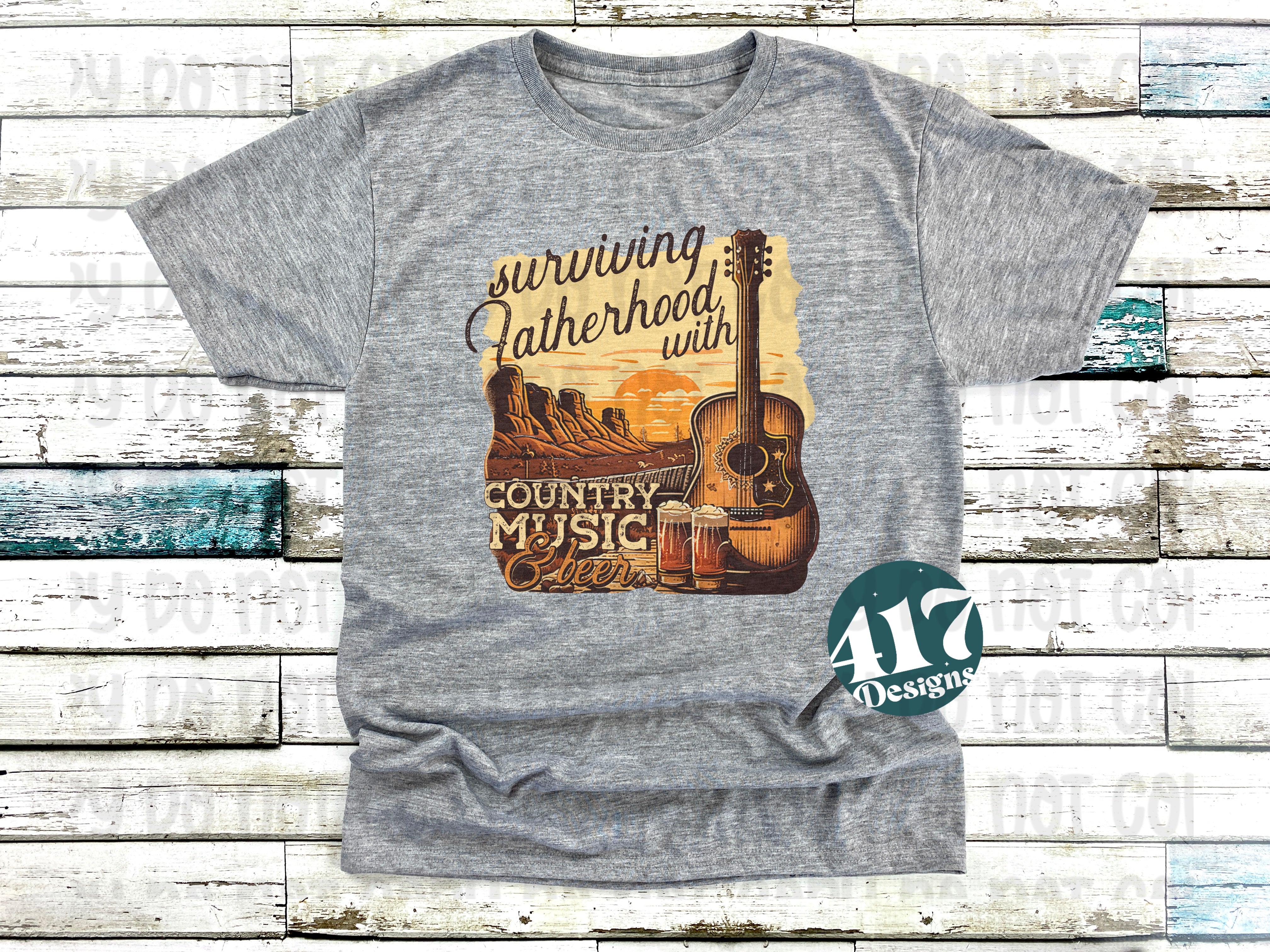 Surviving Fatherhood with Country Music mens tee