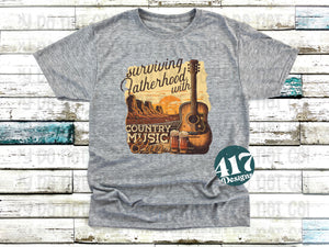 Surviving Fatherhood with Country Music mens tee