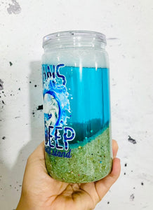 Oceans Deep my Faith will stand beach snow globe cup