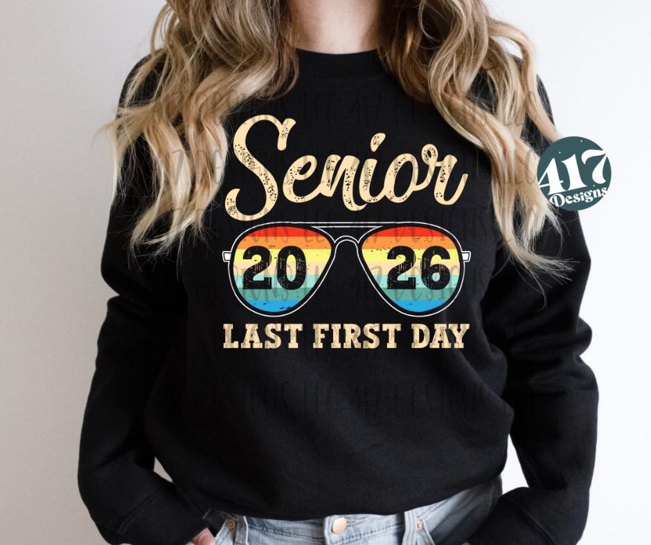 Senior 2026 Last first day glasses unisex tee