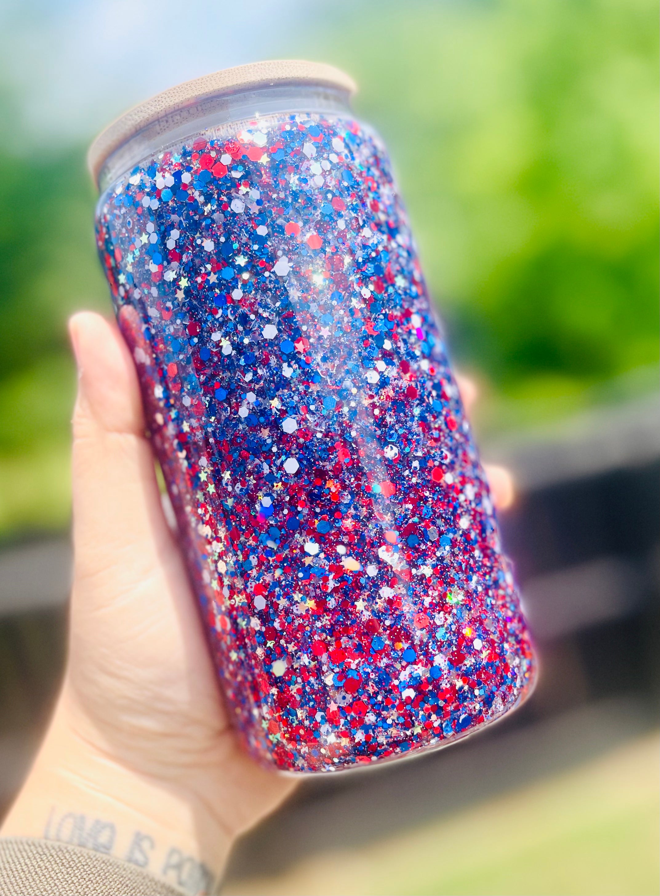 America glitter snow globe tumbler