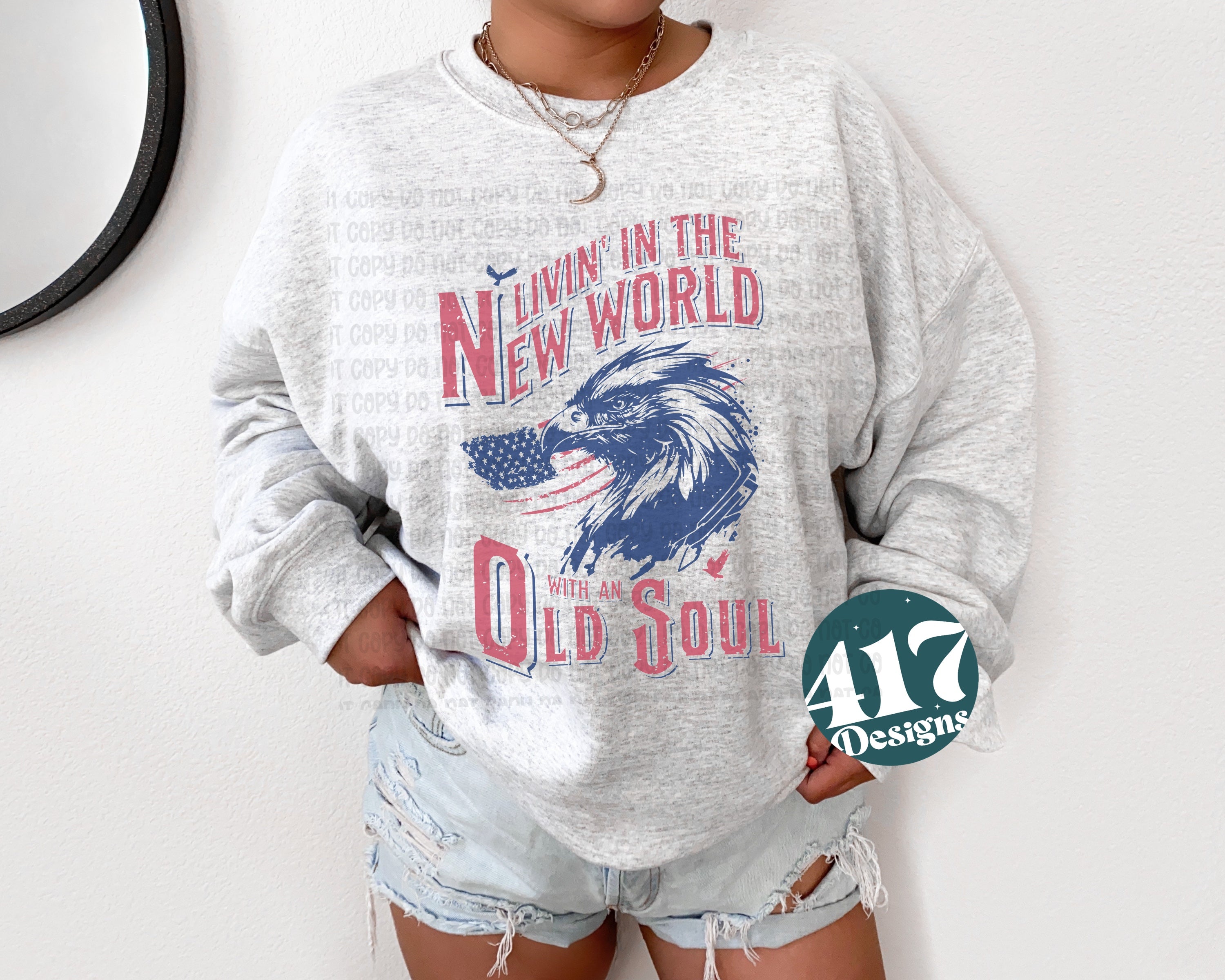 Livin in the New World with an Old Soul unisex Ash crewneck sweatshirt