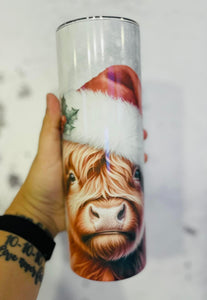 Highland Cow Winter 20oz Skinny Tumbler