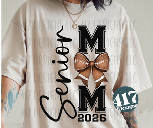 Senior Football Mom 2026 bow vertical unisex tee