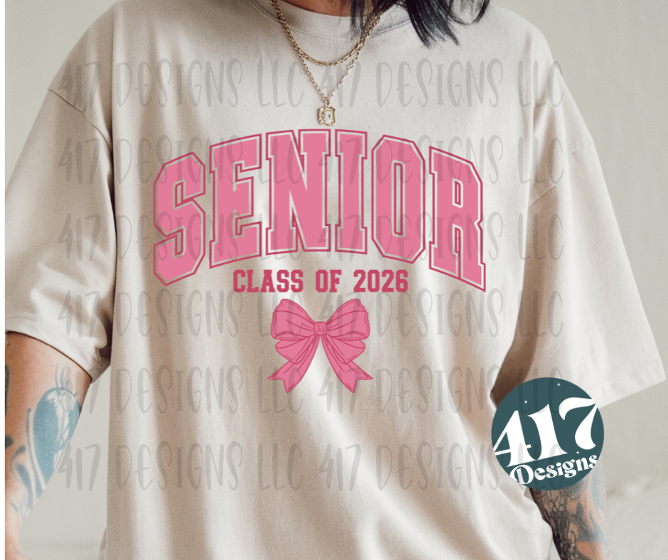 Senior Class of 2026 pink bow unisex tee