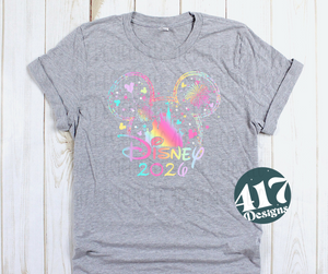 Family 2026 Pastel Ombre castle mouse design Adult tee