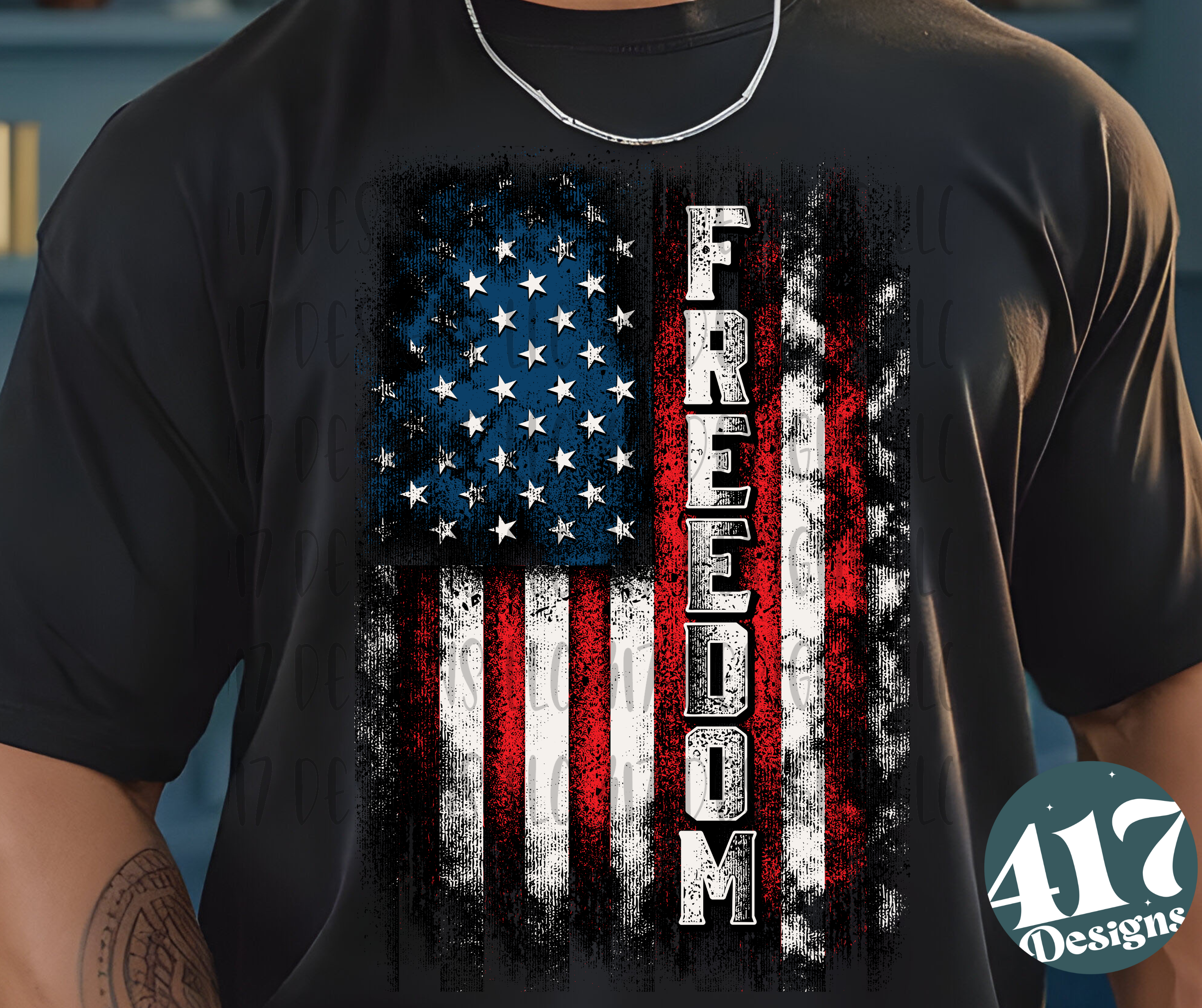 Men's distressed freedom flag patriotic tee