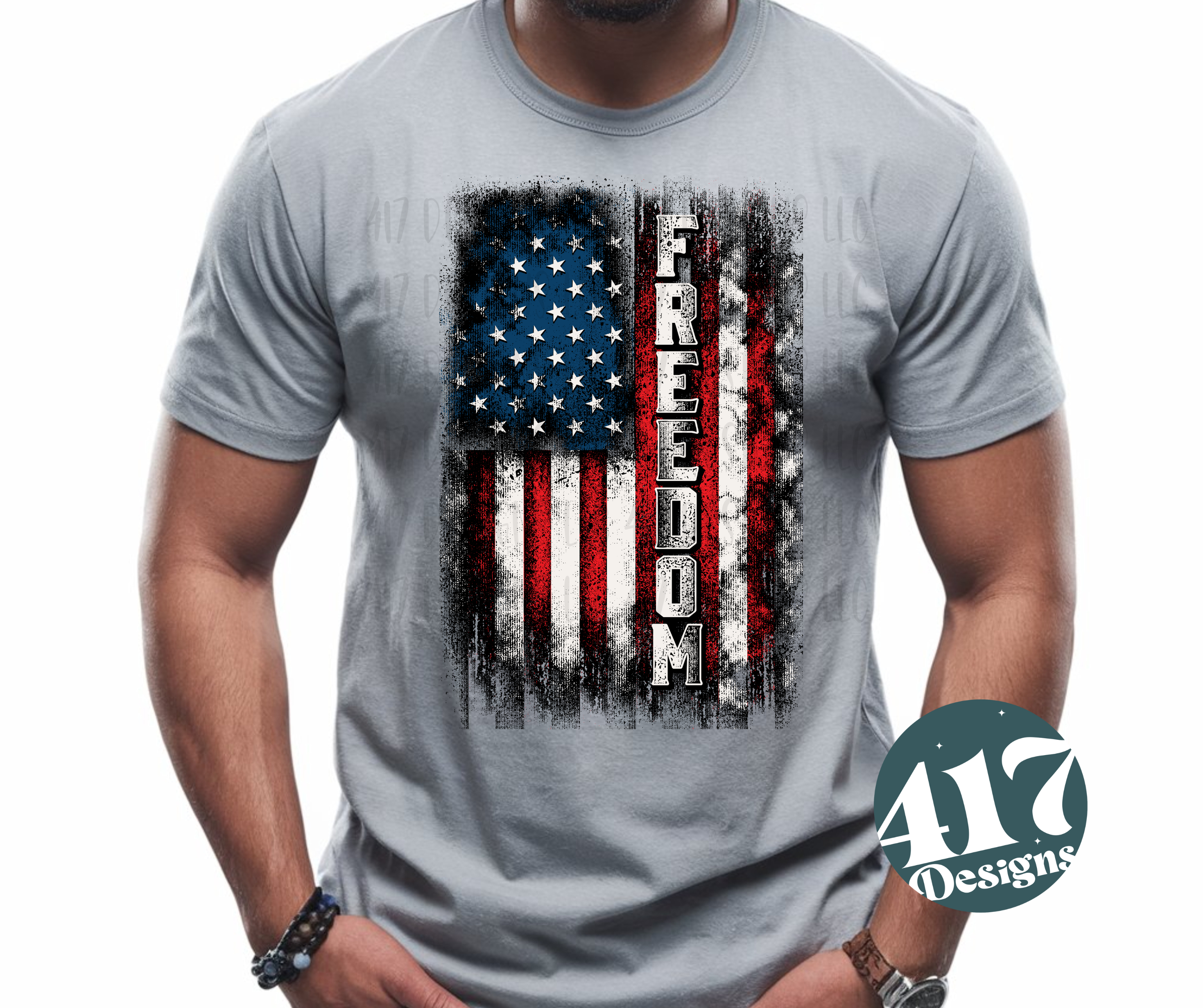 Men's distressed freedom flag patriotic tee