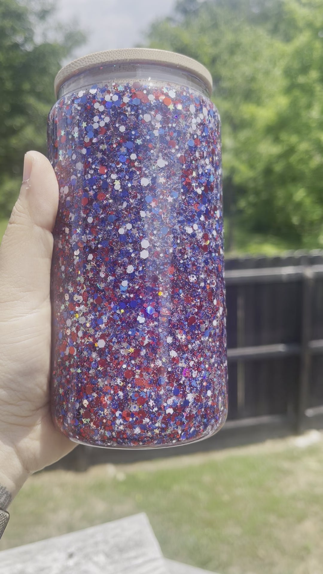 America glitter snow globe tumbler