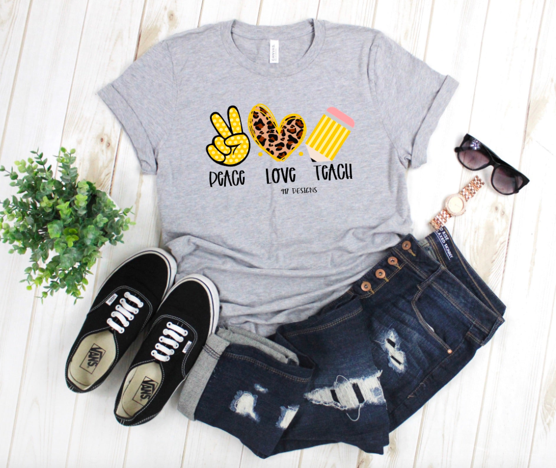 Peace Love Teach unisex tee