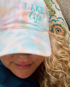 Lake Life Tie Dyed Trucker hat pastel