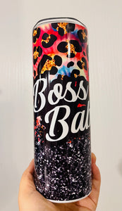 Boss Babe bright leopard 20oz Skinny Tumbler