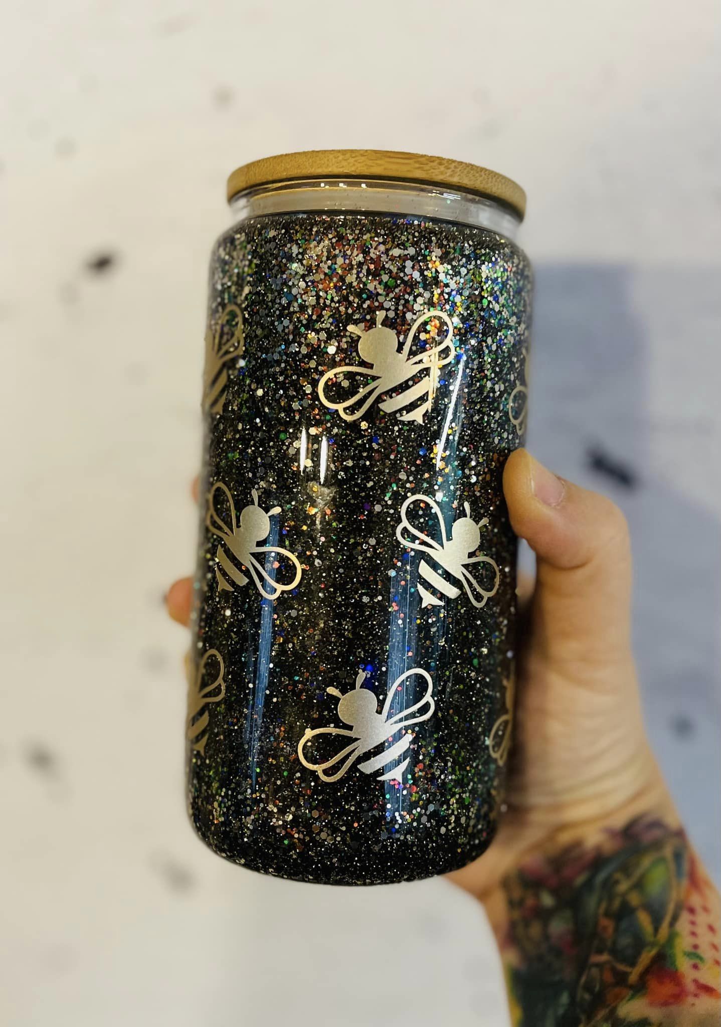 Queen Bee glitter snow globe tumbler