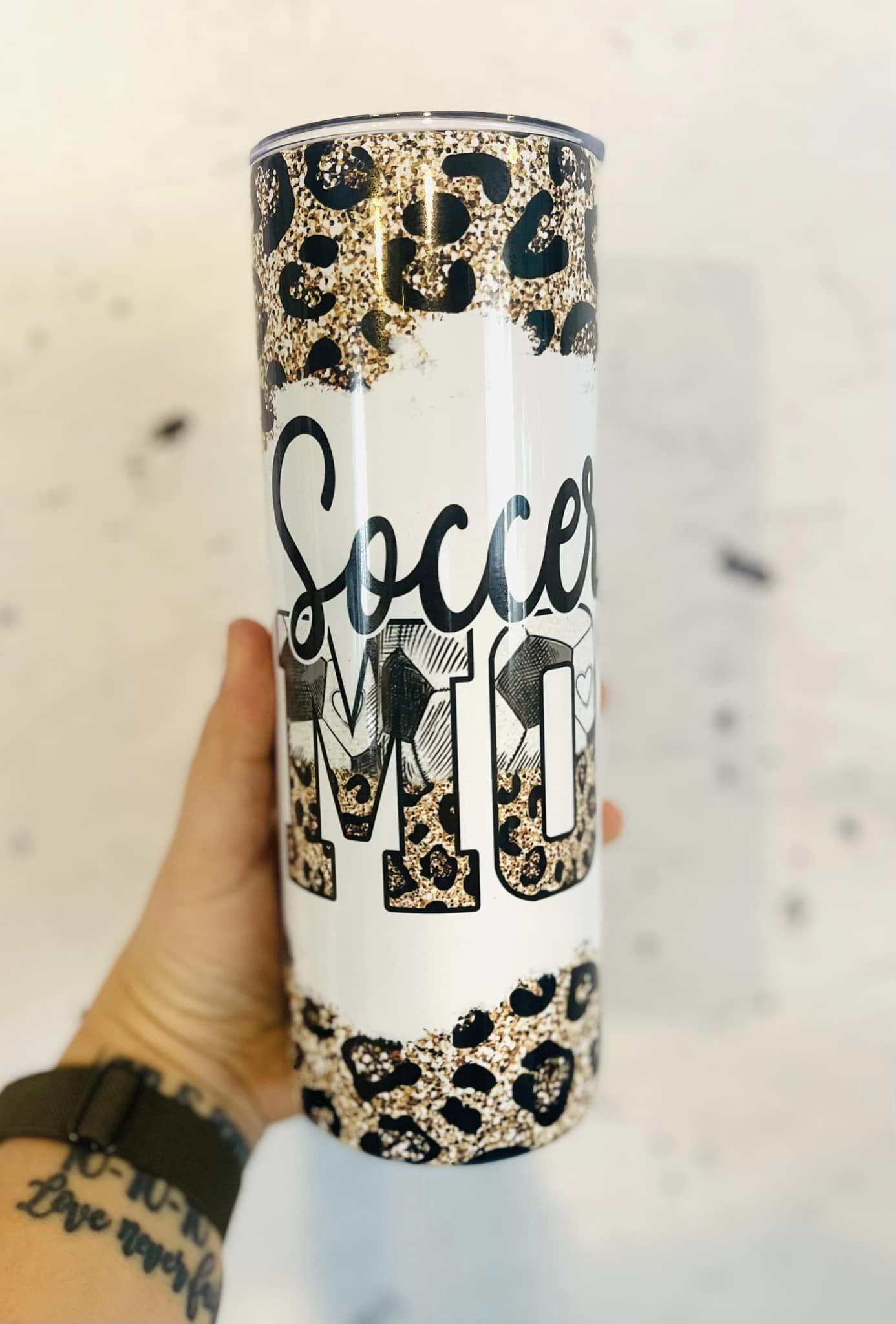 Leopard Soccer Mom 20oz Skinny Tumbler