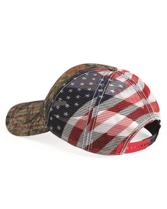 Mossy Oak and USA Flag mesh back hat