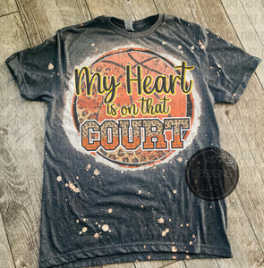 My Heart is on that Court Basketball unisex bleached tee