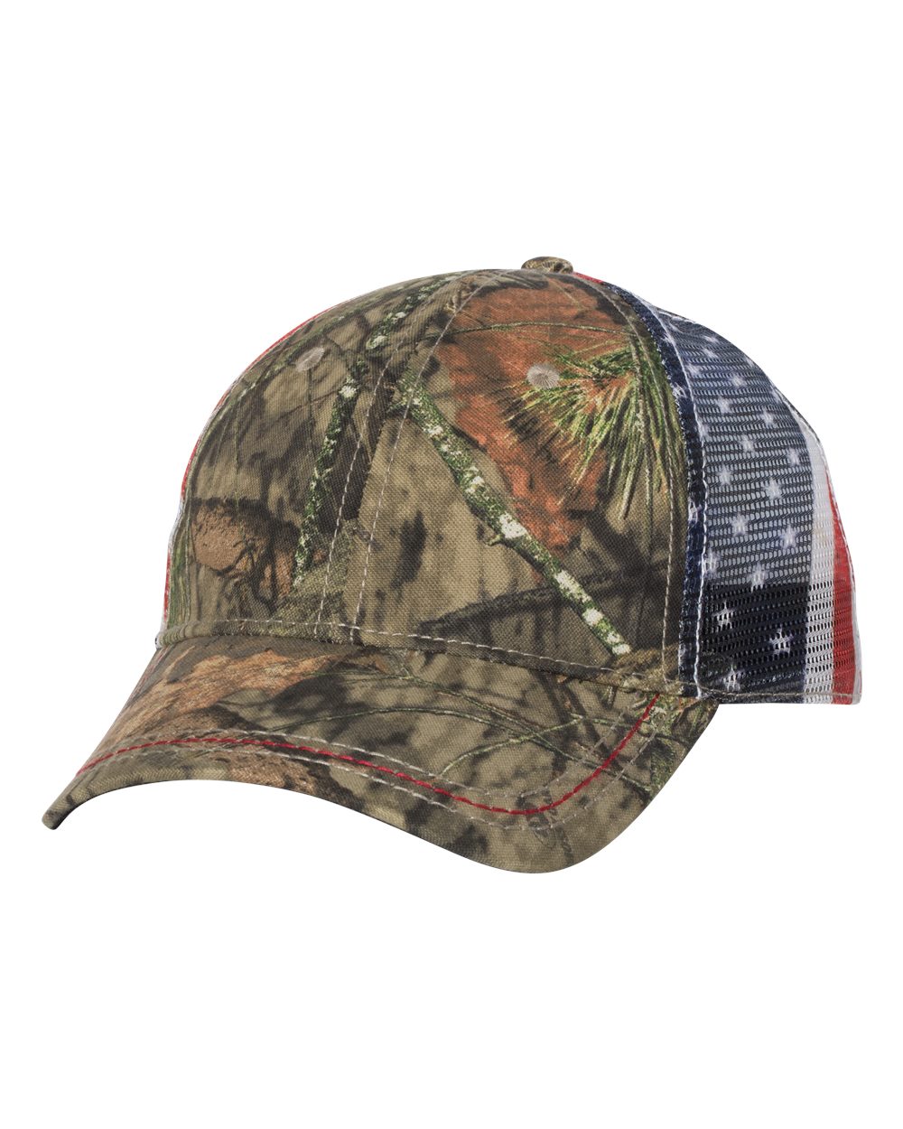 Mossy Oak and USA Flag mesh back hat