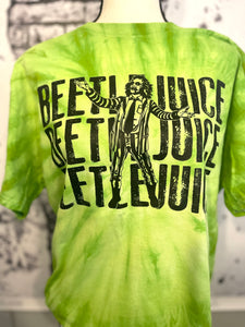 Beetle juice lime green tie dye unisex tee