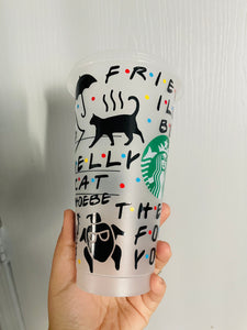 FRIENDS STARBUCKS Cup Personalized Cup FRIENDS Tumbler Friends Gift Cold Cup  Reusable With Lid Aesthetic Cup Friendship Cup Gift 