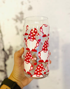 Valentine Gnomes 16oz or 20 oz Libbey beer can glass