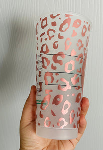 Boss Babe leopard rose gold metallic Starbucks cup reusable cup