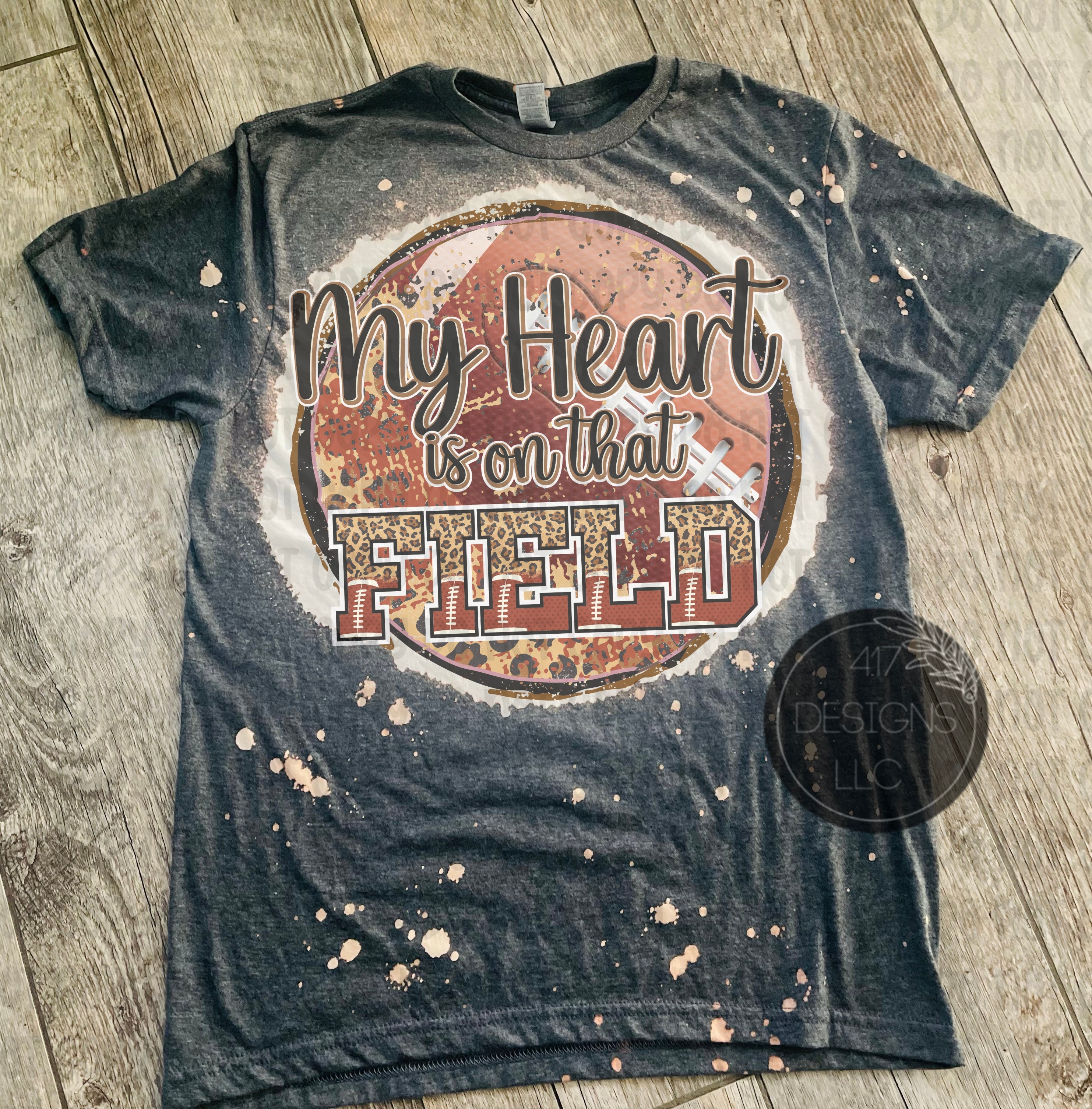 My Heart is on that Field Football unisex bleached tee