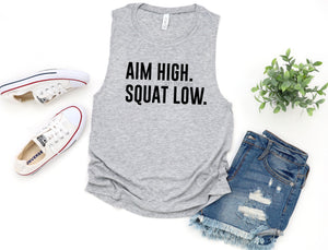 Aim High Squat Low women’s muscle tank