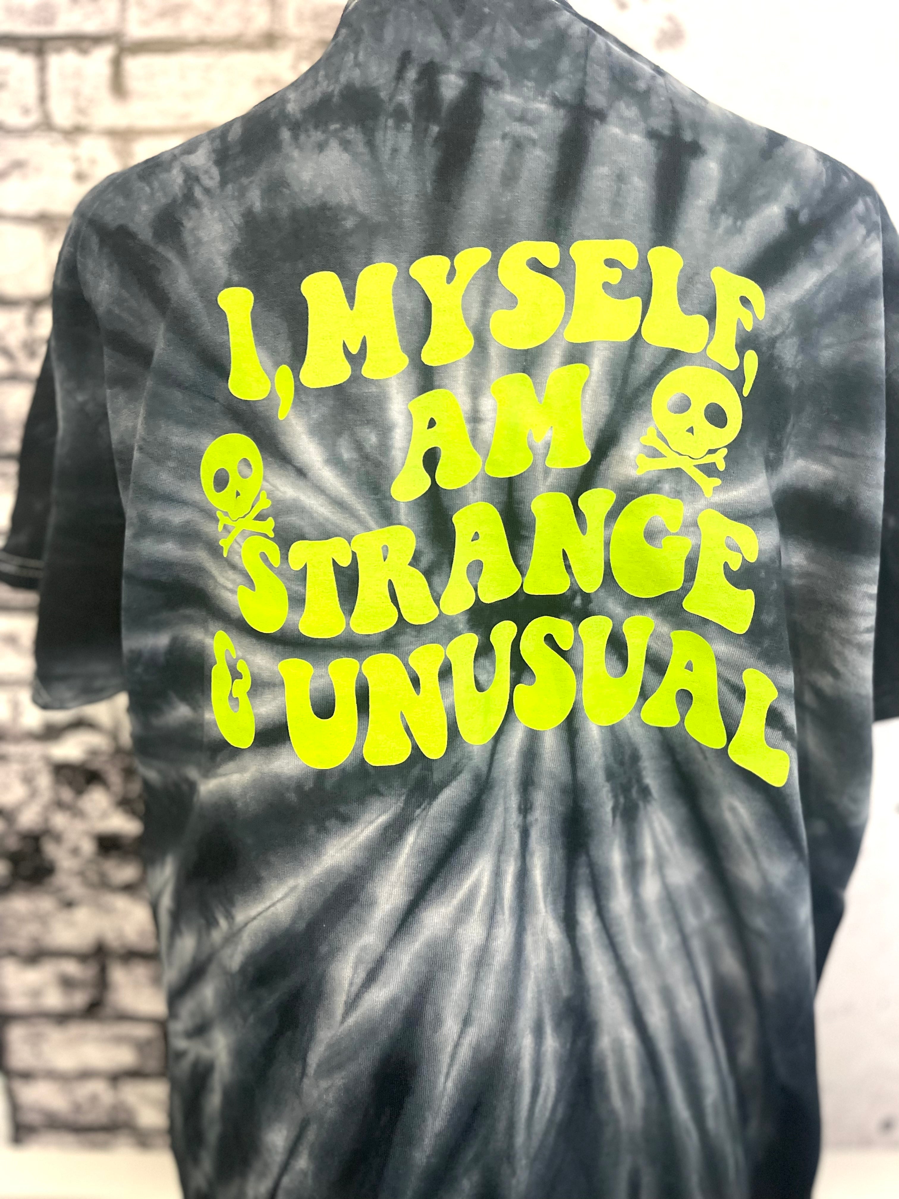 I myself am strange and unusual beetle juice pocket tie dye unisex tee