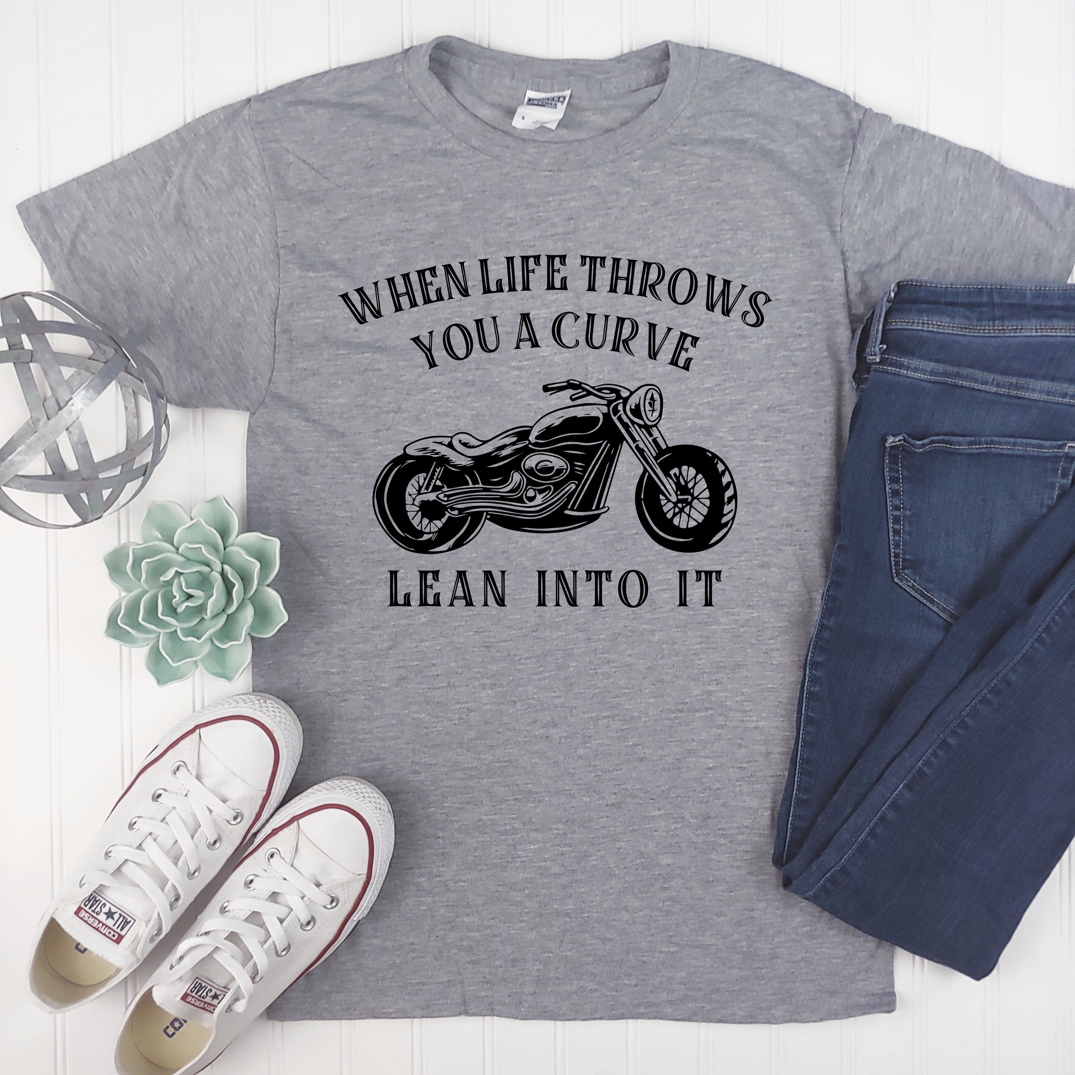 When Life throws you a curve motorcycle unisex tee men’s design