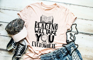 Reading will take you everywhere unisex tee