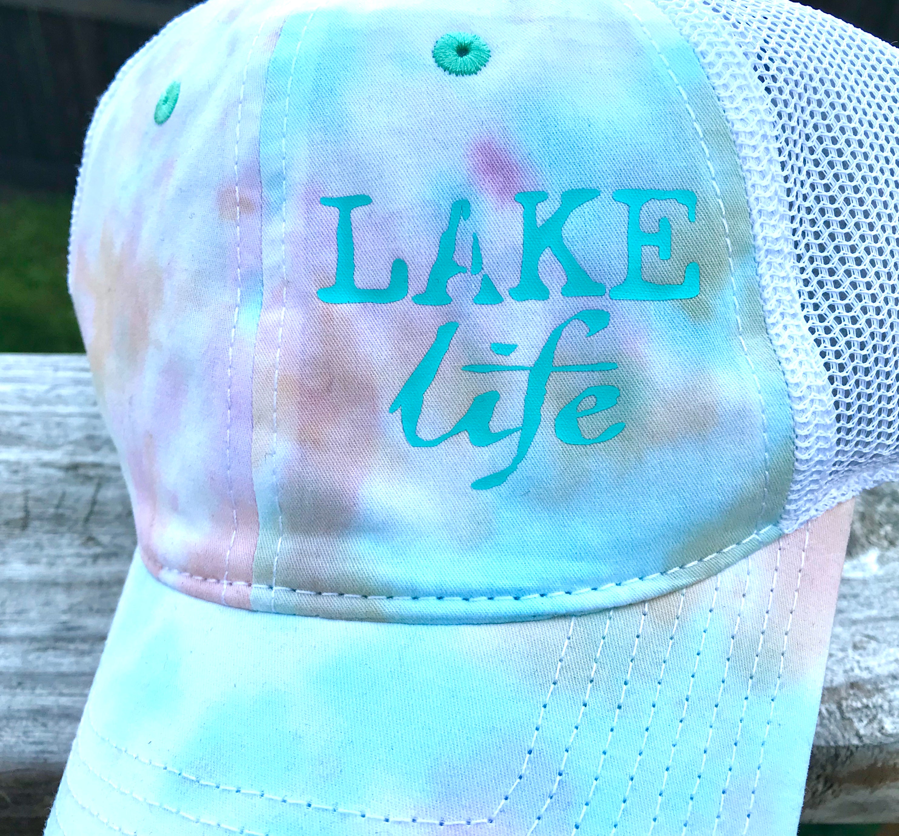 Lake Life Tie Dyed Trucker hat pastel