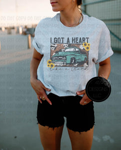 I got a heart like a truck unisex ash tee