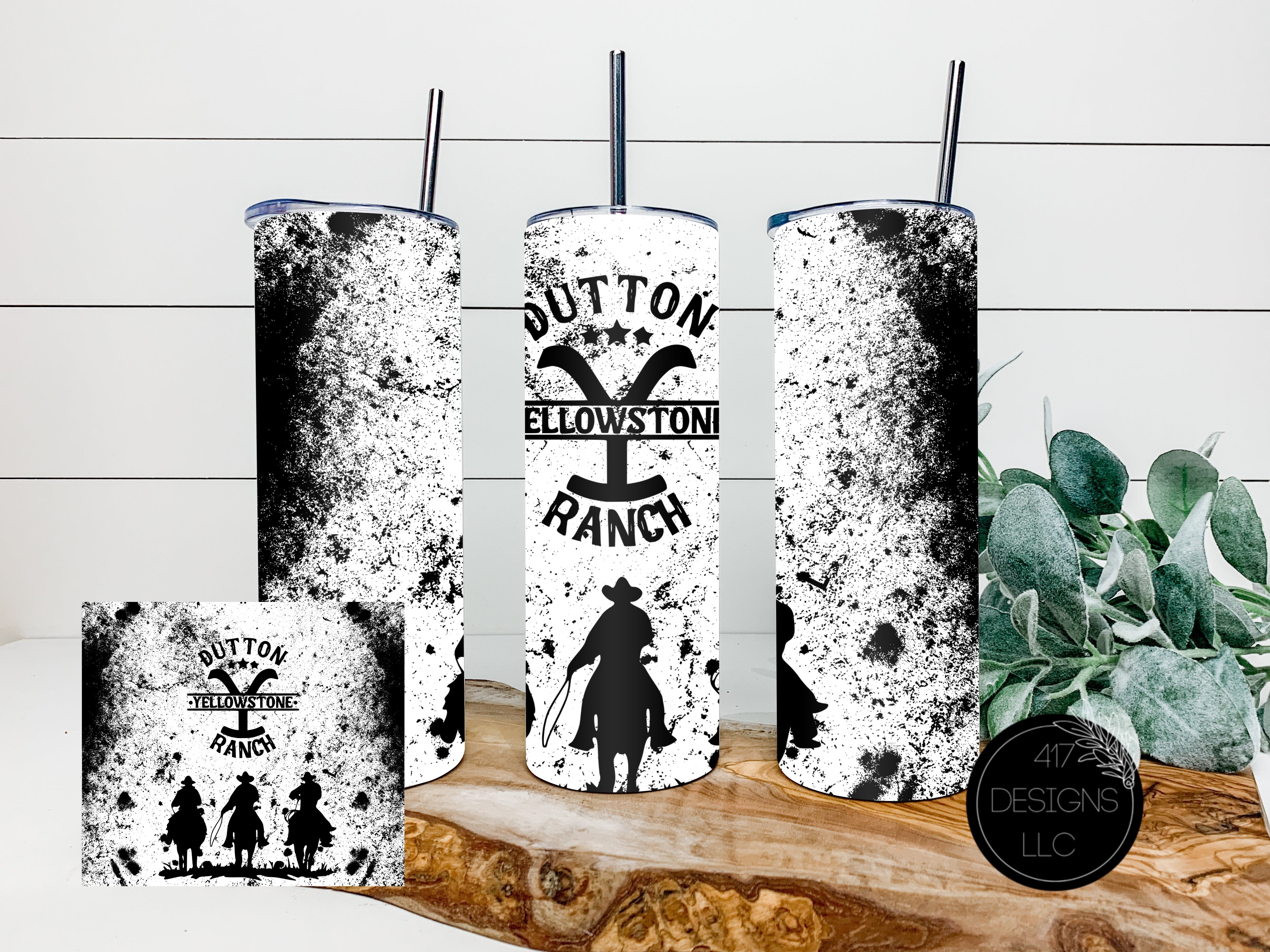 Yellowstone black splatter 20 oz Skinny Tumbler