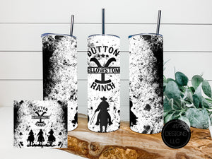 Yellowstone black splatter 20 oz Skinny Tumbler