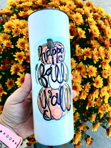 Happy Fall Y'all stacked pumpkins 20 oz tumbler