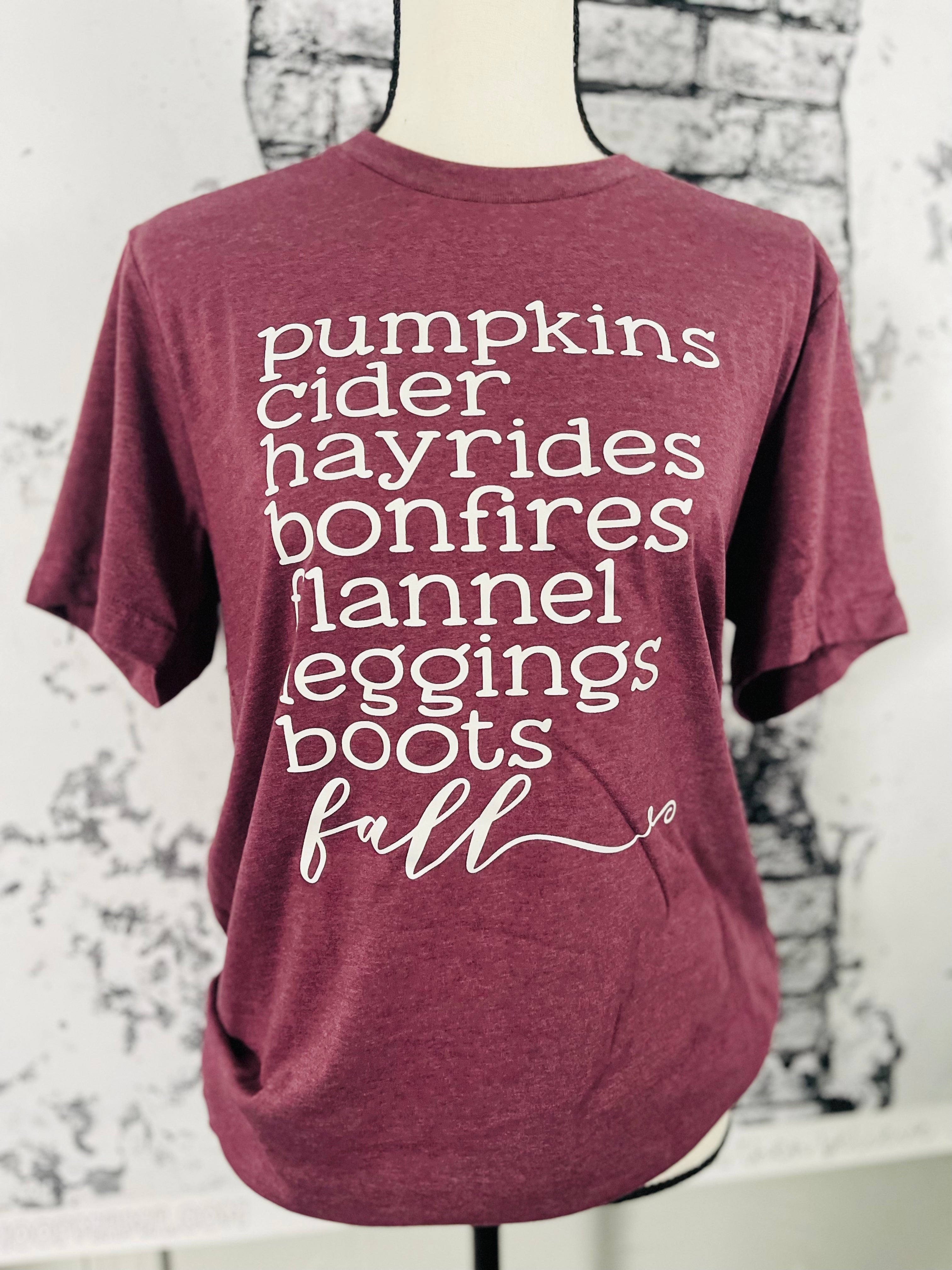 Pumpkins Cider Hayrides Fall unisex Bella Canvas tee