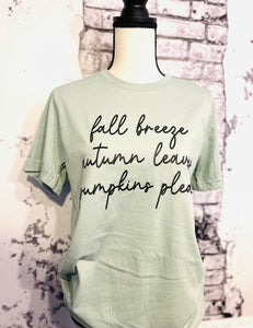 Fall Breeze Autumn Leaves Pumpkins Please unisex Bella Canvas tee