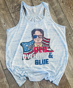 Red Dwight and Blue womens Flowy racerback tank