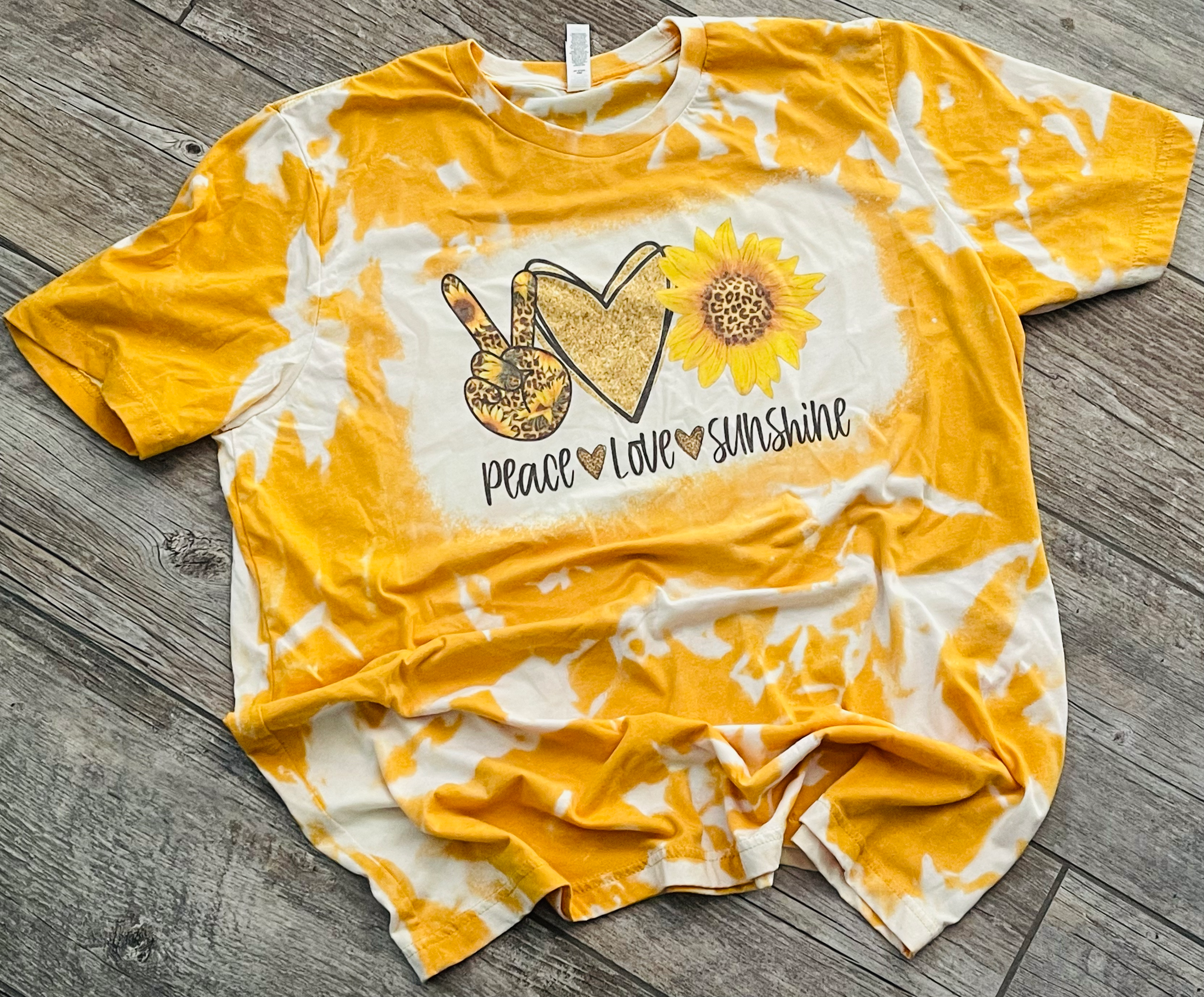 Peace Love Sunshine bleached unisex tee