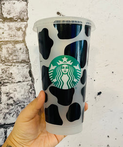 Cow black spots full wrap Starbucks cup reusable cup