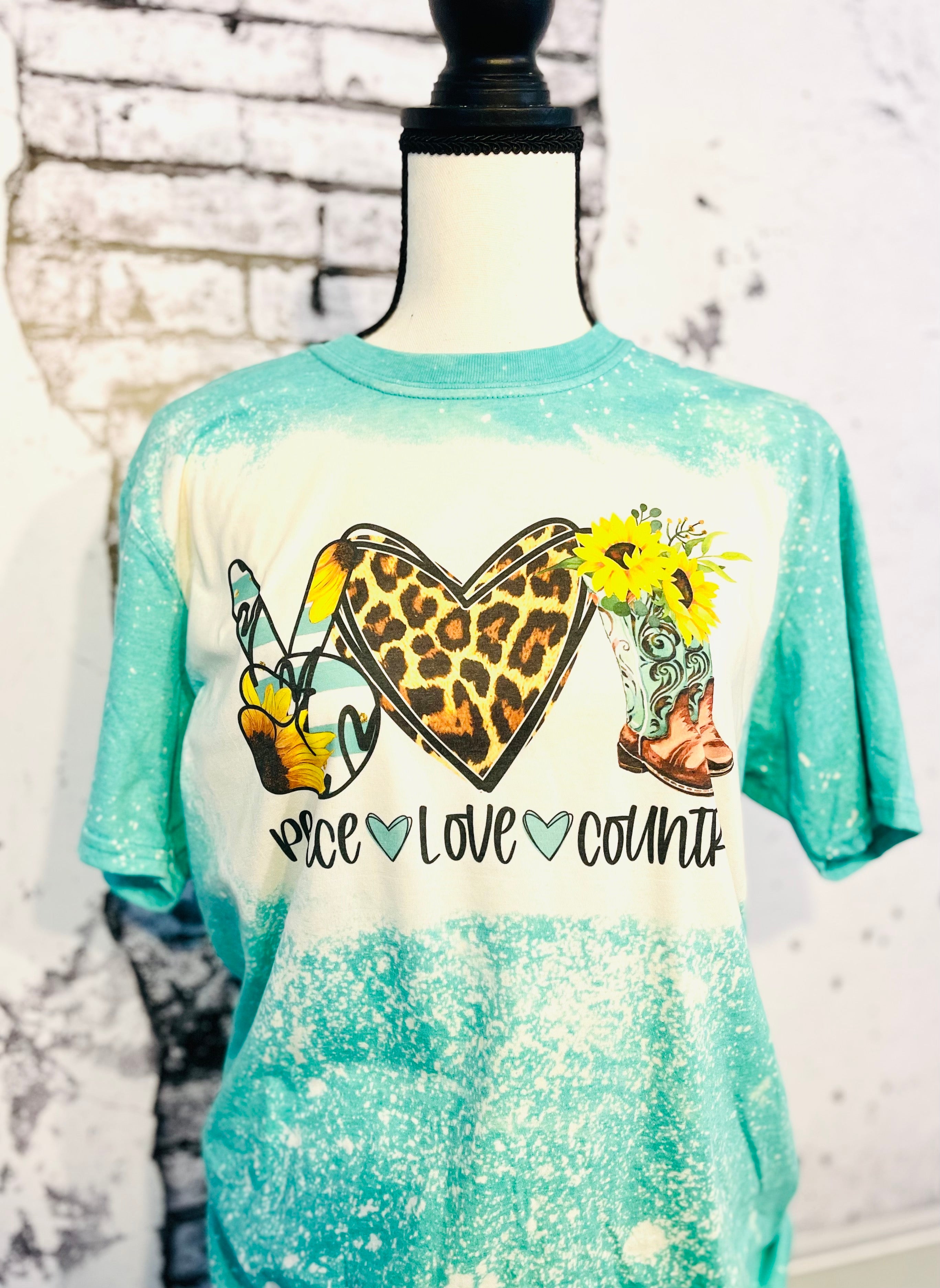 Peace Love Country bleached unisex tee