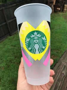Starbucks cold cup teacher pencil design reusable