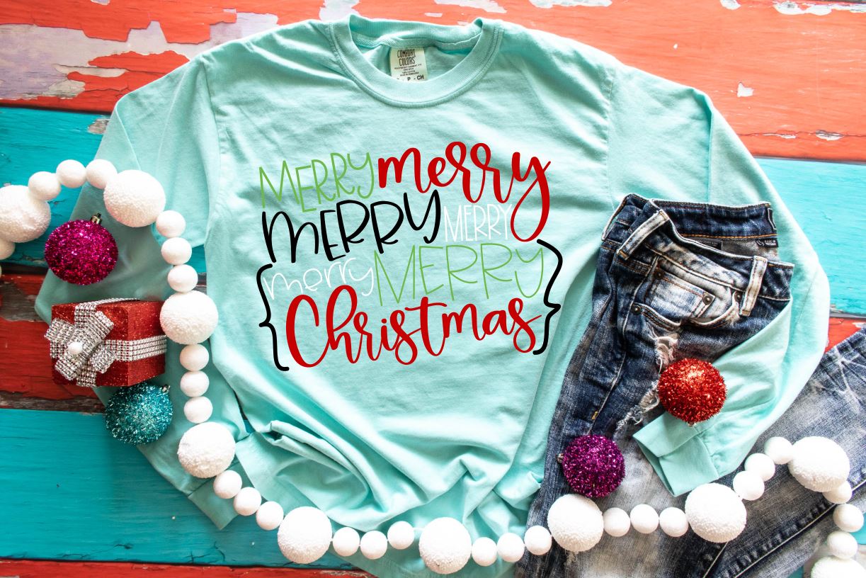 Merry Merry Merry Christmas unisex long sleeve tee