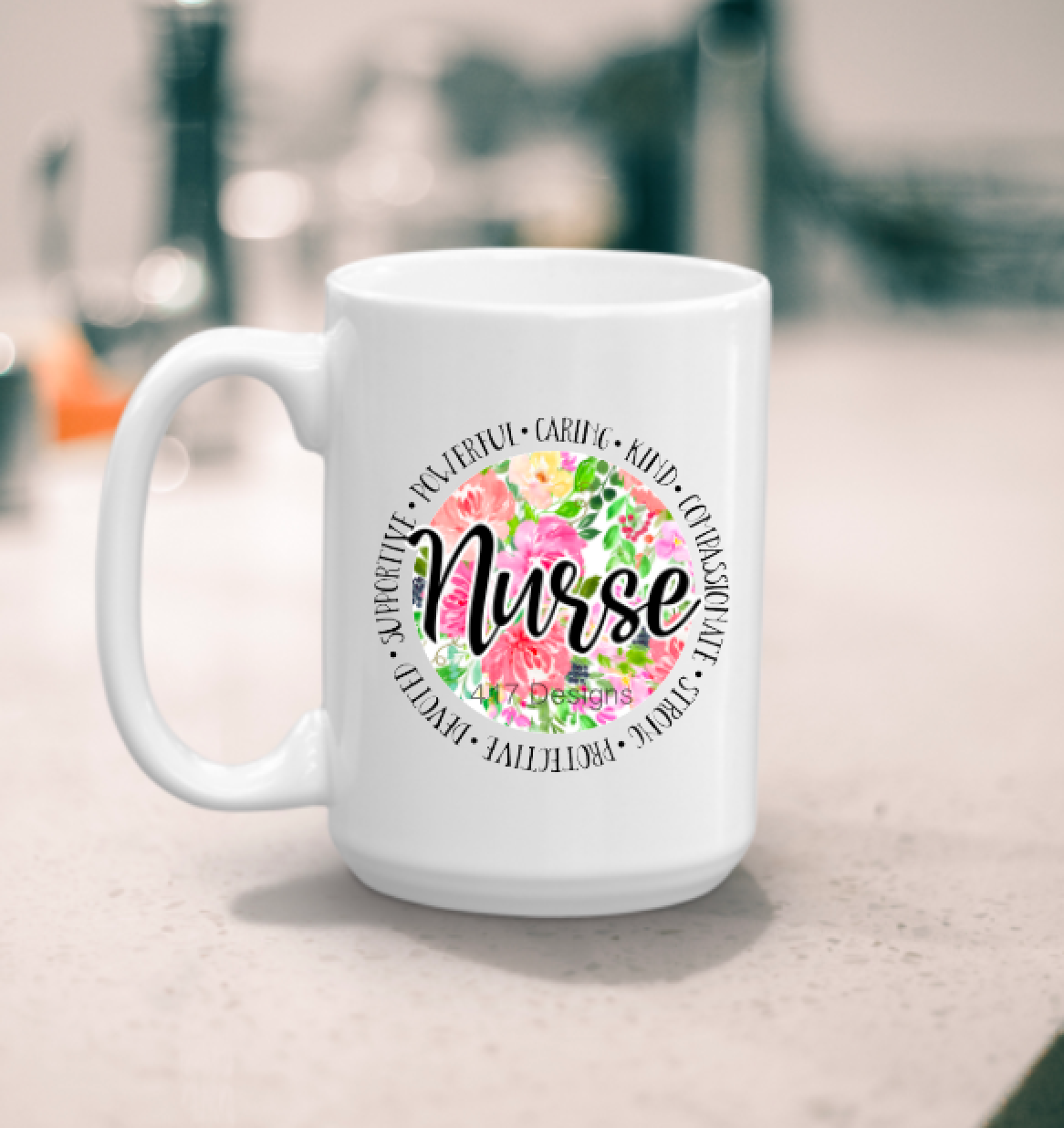 Nurse floral circle coffee mug