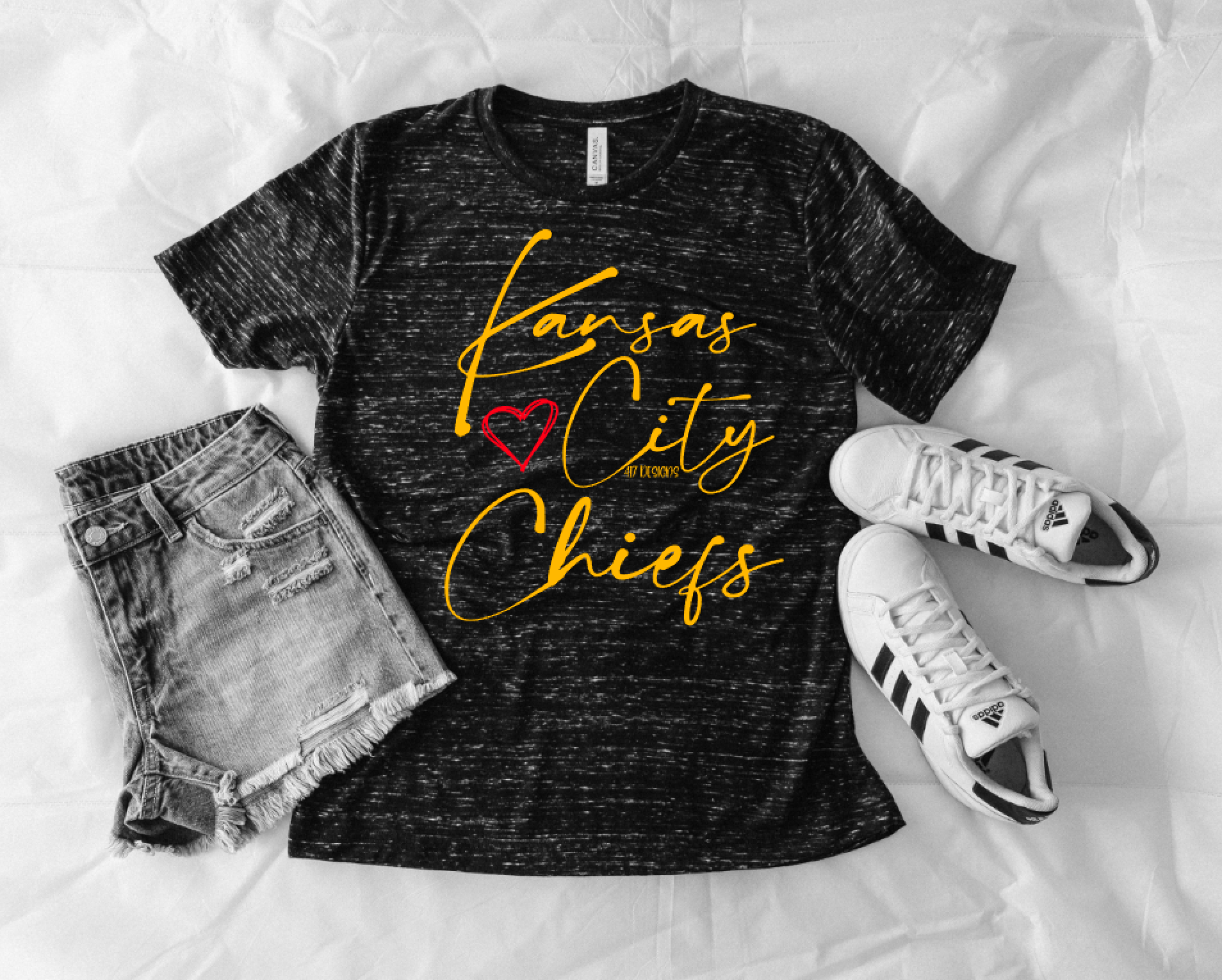 Kansas City heart black marble tee