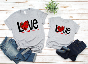 Love leopard Heart unisex adult and youth tee