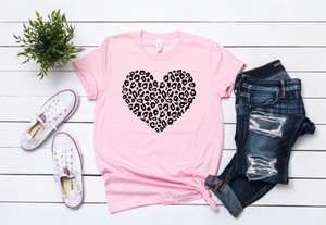 Black leopard heart unisex tee