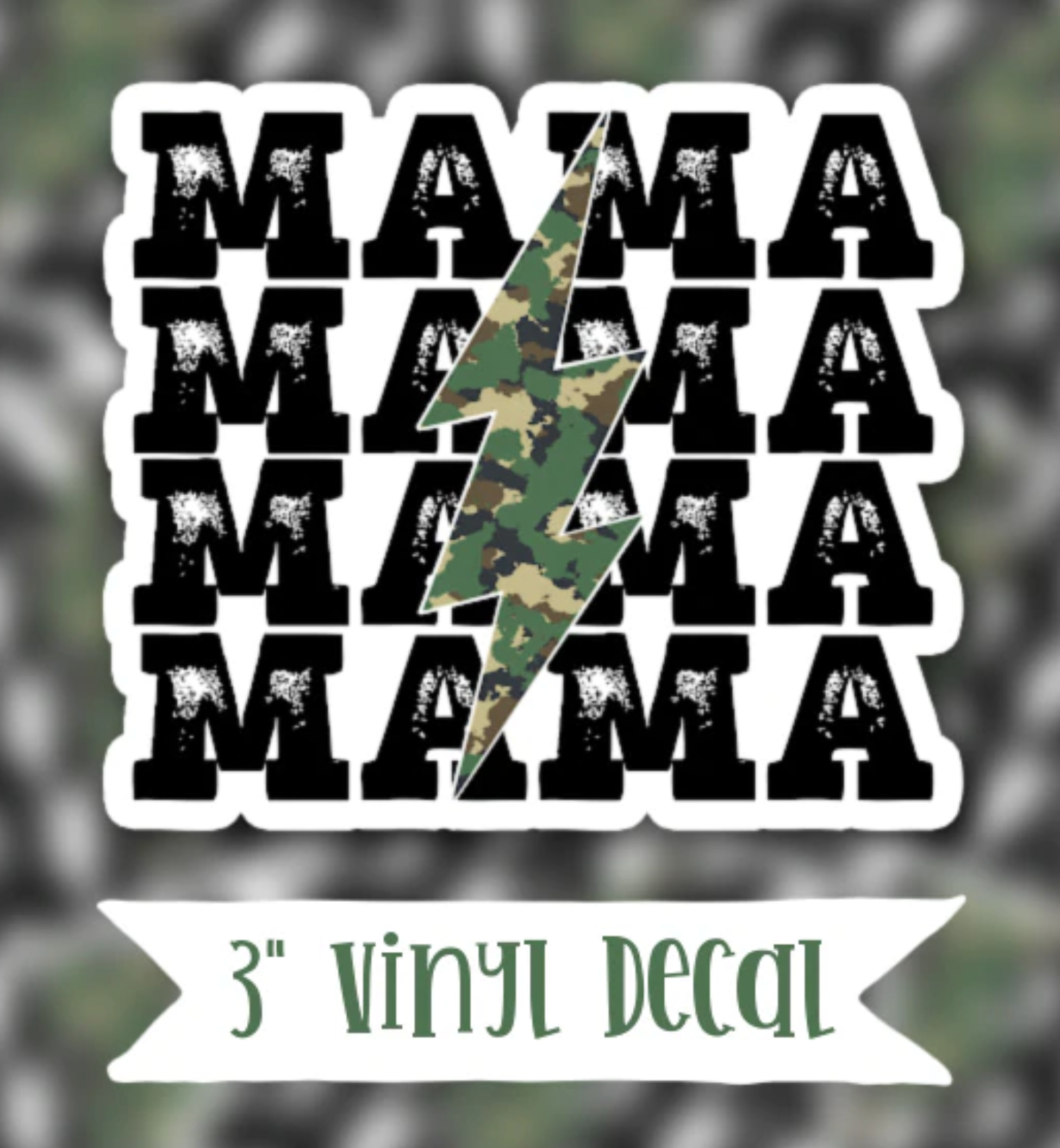 Mama Camo Lightning Bolt vinyl waterproof sticker