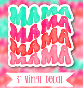 Mama Watercolor waves vinyl waterproof sticker